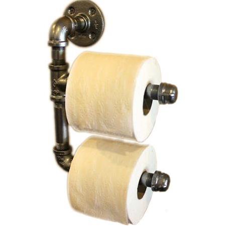 Endüstriyel Retro Demir Boru ve Fittings Tasarım Tuvalet Kağıtlık Askılık 2 li