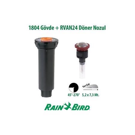 Rain Bird RVAN24 Döner Nozul Açı Ayarlı 5,2 - 7,3 Mt. ve 1804 Profesyonel Sprey Gövde Seti