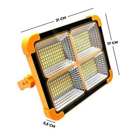 Maxled Güneş Enerjili Solar 2000W LED Projektör Taşınabilir Sarı Beyaz ve Çakar Işık Lamba