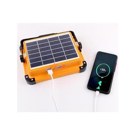 Maxled Güneş Enerjili Solar 2000W LED Projektör Taşınabilir Sarı Beyaz ve Çakar Işık Lamba