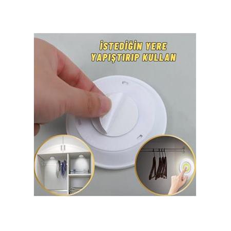 Kumandalı Led Spot Lamba Pilli Kablosuz Yapışkan Montaj 3 Lü Set