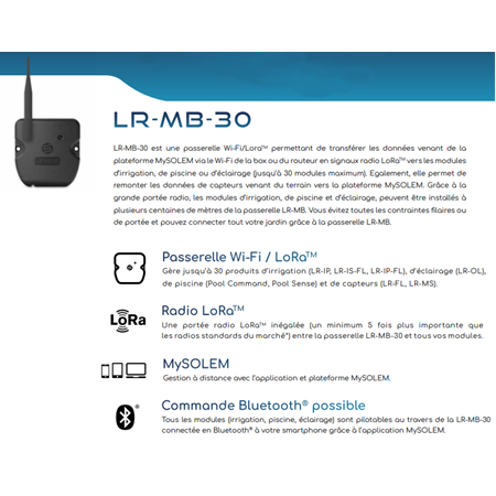 Solem LR-MB-30 LORA™ & Bluetooth & Wi-Fi Ara Modül 30 İSTASYON